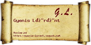 Gyenis Lóránt névjegykártya