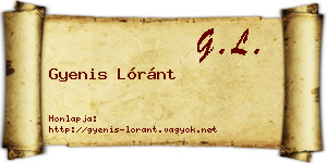 Gyenis Lóránt névjegykártya